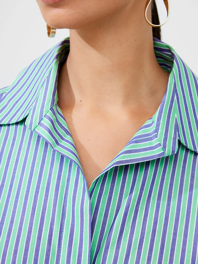 FRENCH CONNECTION Sale<Stripe Poplin Boyfriend Shirt Grn/Blu/WhtStripe