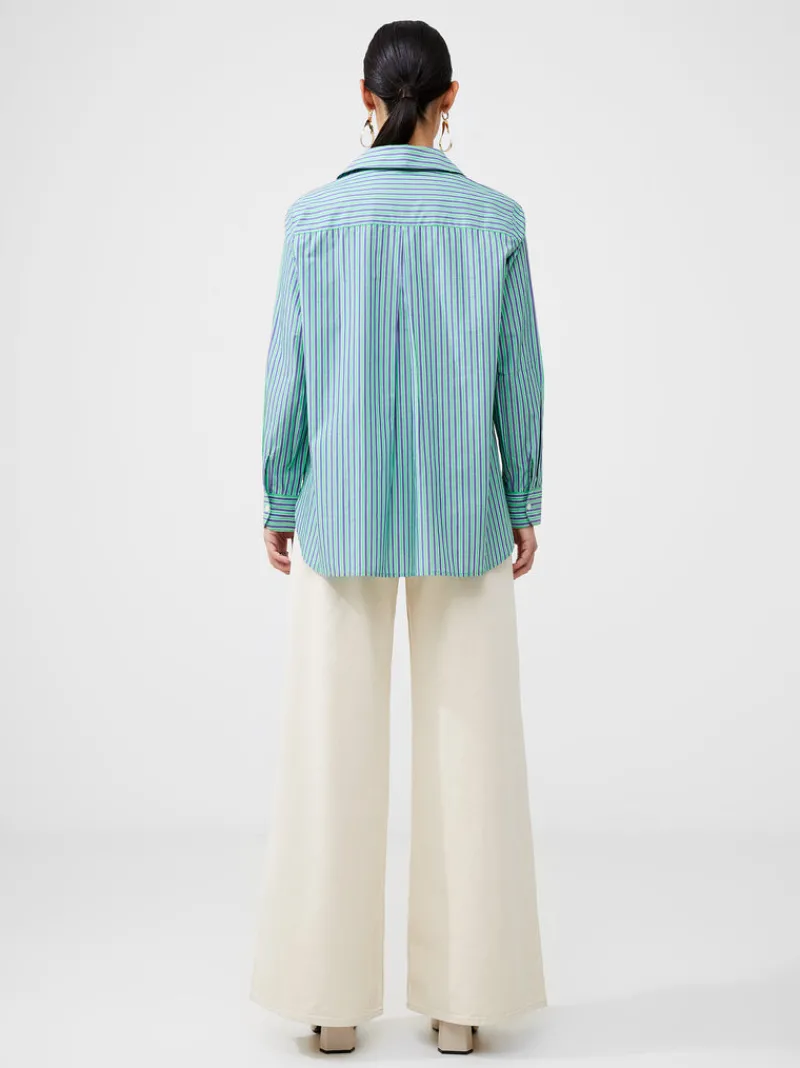 FRENCH CONNECTION Sale<Stripe Poplin Boyfriend Shirt Grn/Blu/WhtStripe