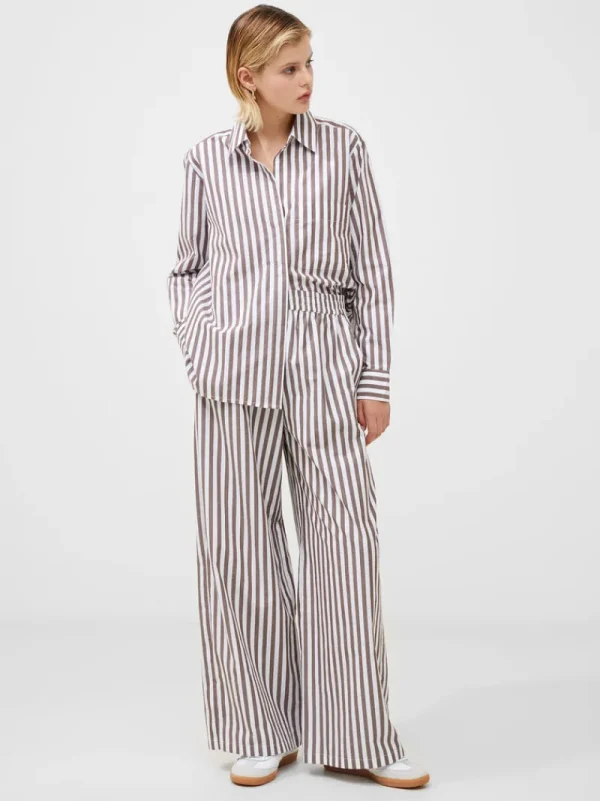 FRENCH CONNECTION Co-ords<Stripe Poplin Palazzo Trousers Brown/WhiteStripe