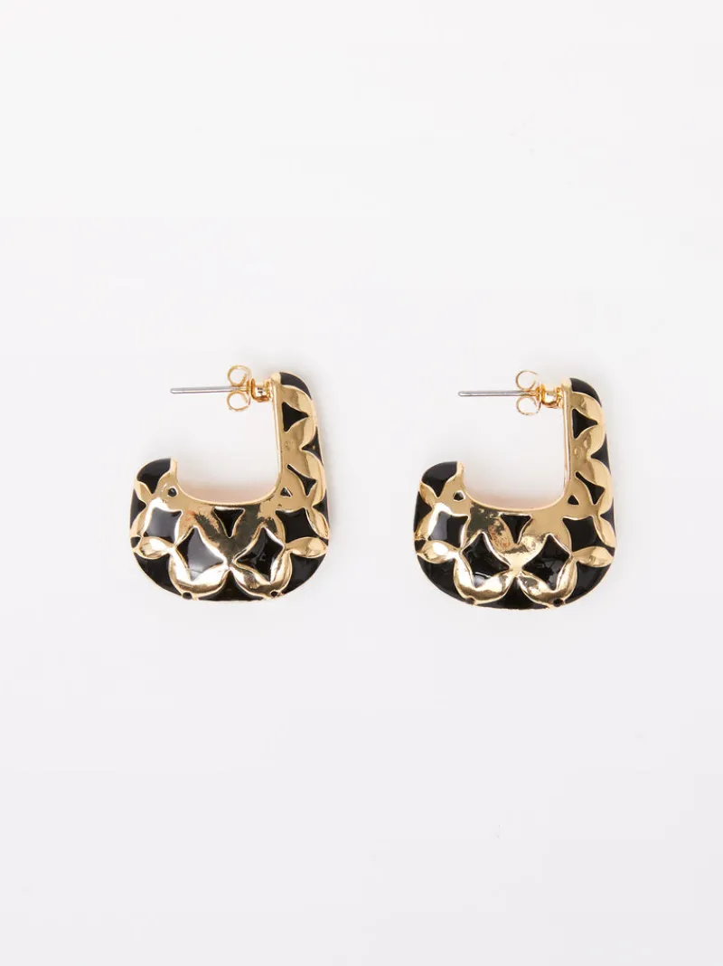 FRENCH CONNECTION Jewellery<Textured Earrings Black/Gold