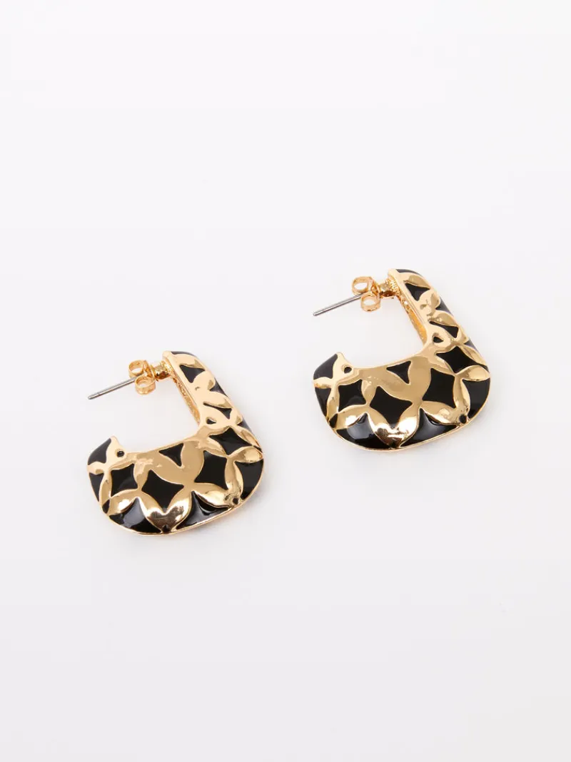 FRENCH CONNECTION Jewellery<Textured Earrings Black/Gold