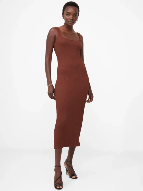 FRENCH CONNECTION Day Dresses | Sale<Textured Square Neck Midi Dress ChocolateFondant