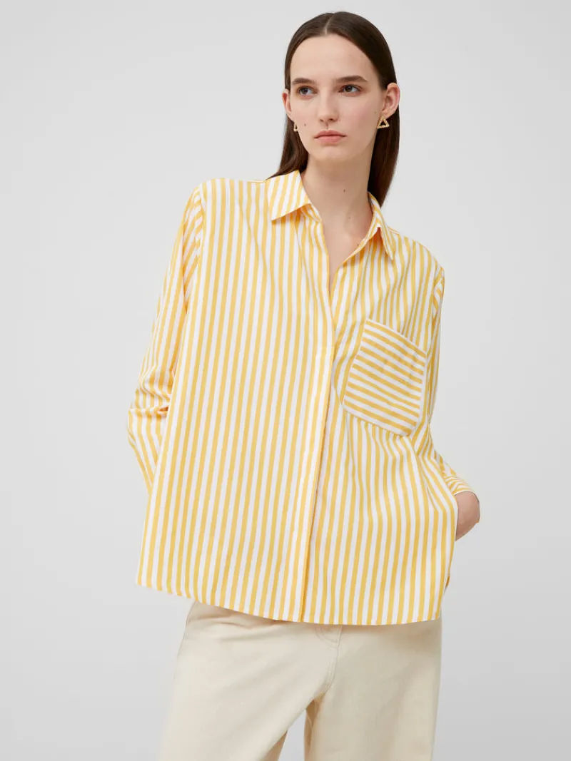 FRENCH CONNECTION Women's Shirts | Tops<Thick Stripe Relaxed Popover Shirt Banana/LinenWhite