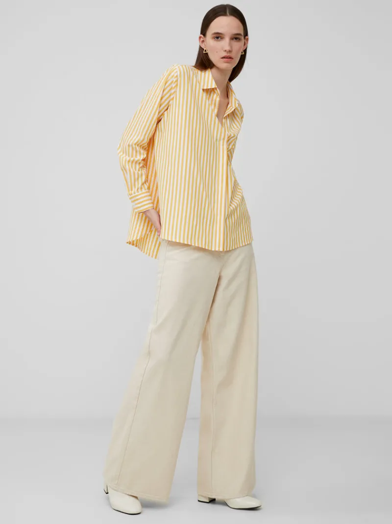 FRENCH CONNECTION Women's Shirts | Tops<Thick Stripe Relaxed Popover Shirt Banana/LinenWhite