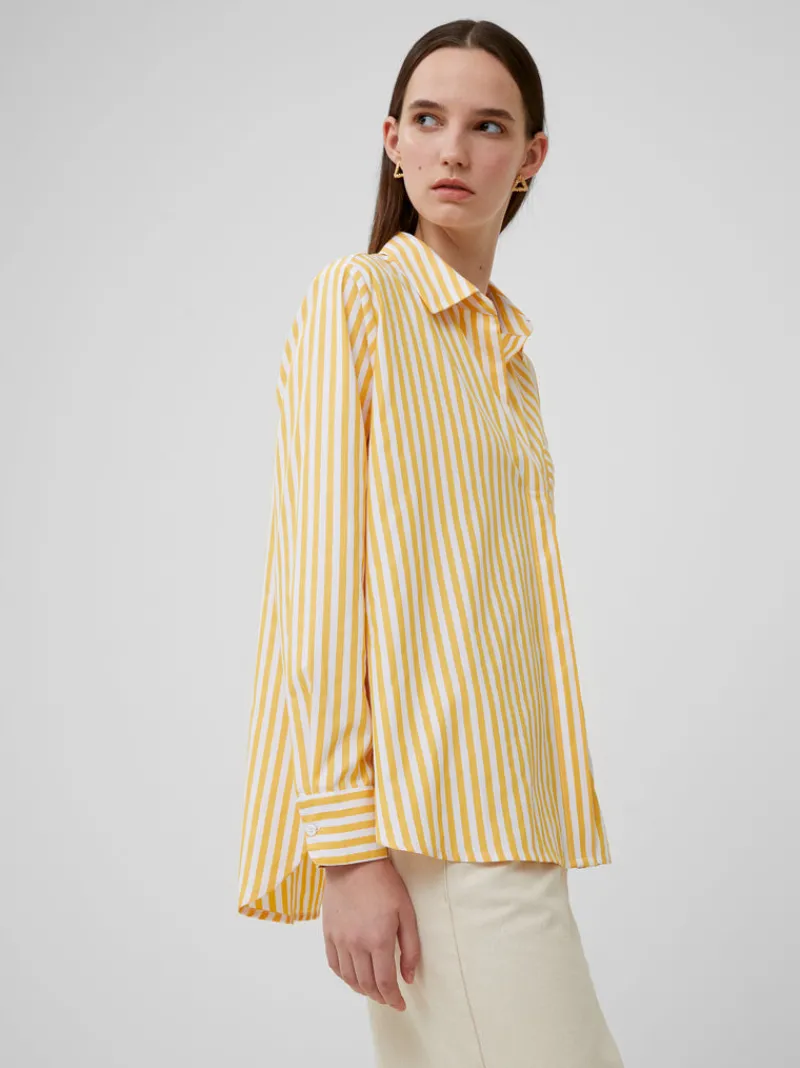 FRENCH CONNECTION Women's Shirts | Tops<Thick Stripe Relaxed Popover Shirt Banana/LinenWhite