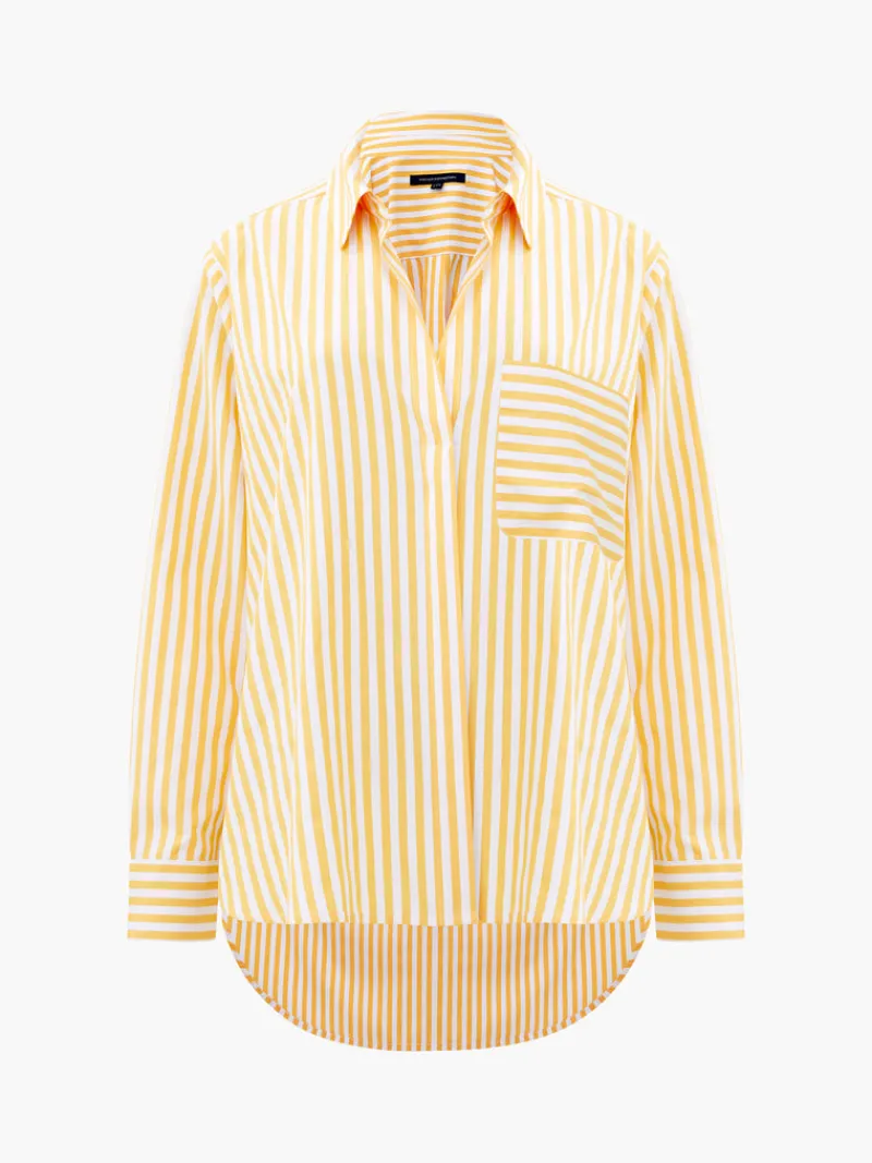 FRENCH CONNECTION Women's Shirts | Tops<Thick Stripe Relaxed Popover Shirt Banana/LinenWhite