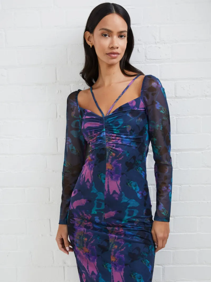 FRENCH CONNECTION Sale<Toni Mesh Gabriela Dress BlueDepths