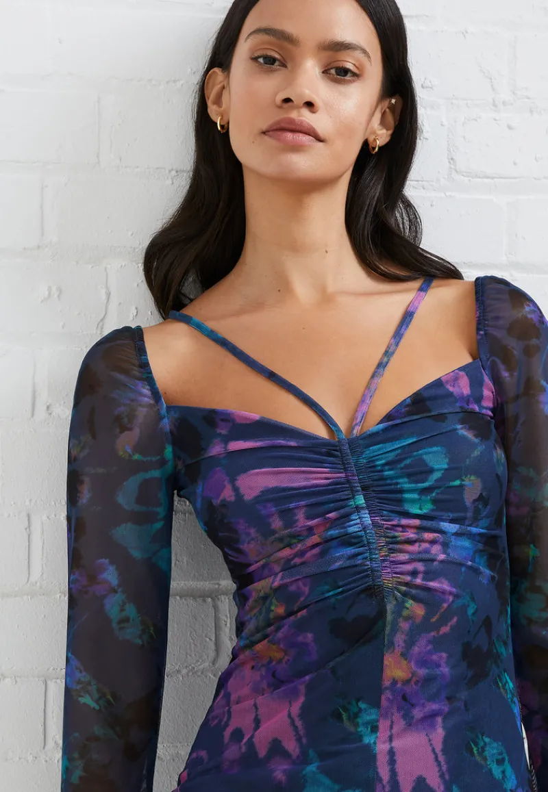 FRENCH CONNECTION Sale<Toni Mesh Gabriela Dress BlueDepths