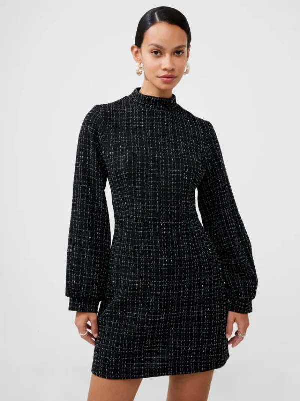 FRENCH CONNECTION Wedding Guest Dresses<Tweed High Neck Mini Dress Black