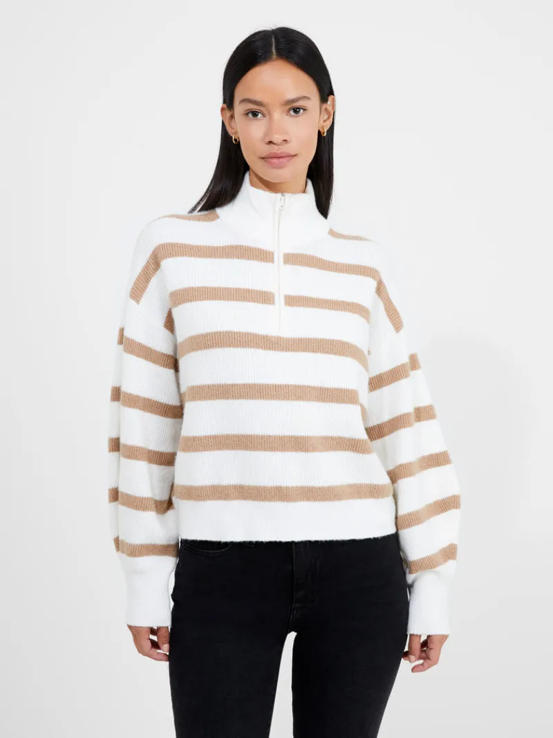 FRENCH CONNECTION Jumpers & Cardigans<Vhari Recycled Knit Half Zip Jumper WinterWhite/Camel