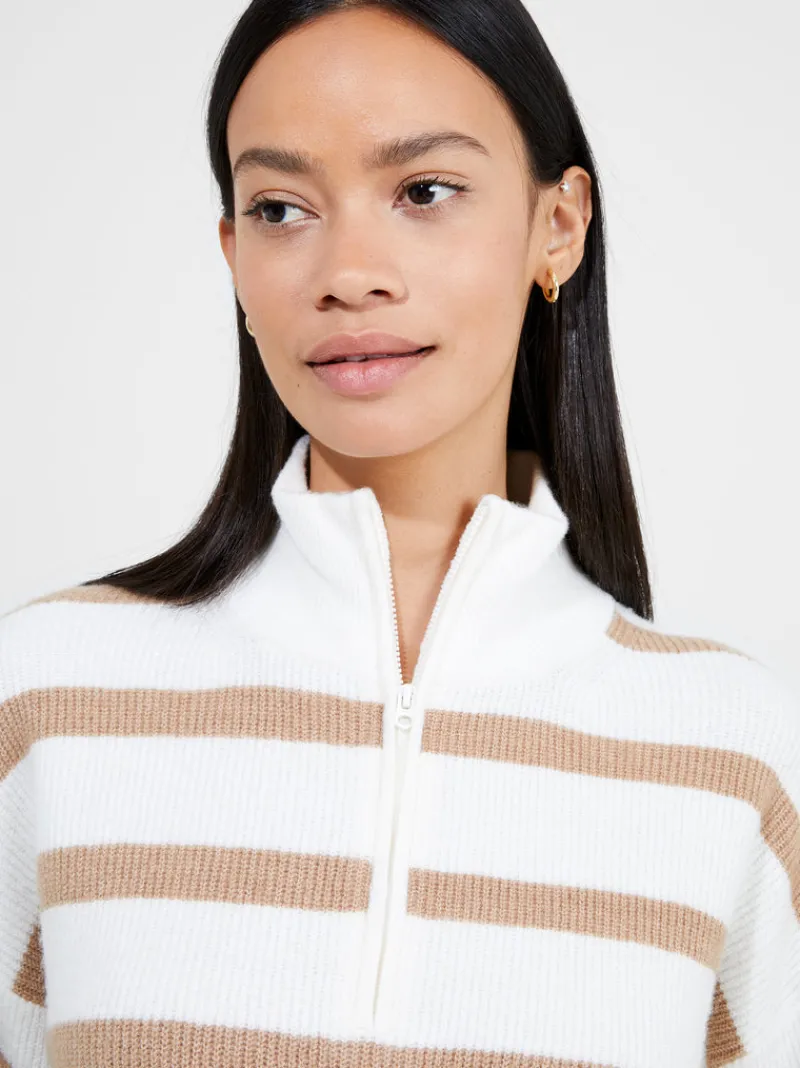 FRENCH CONNECTION Jumpers & Cardigans<Vhari Recycled Knit Half Zip Jumper WinterWhite/Camel