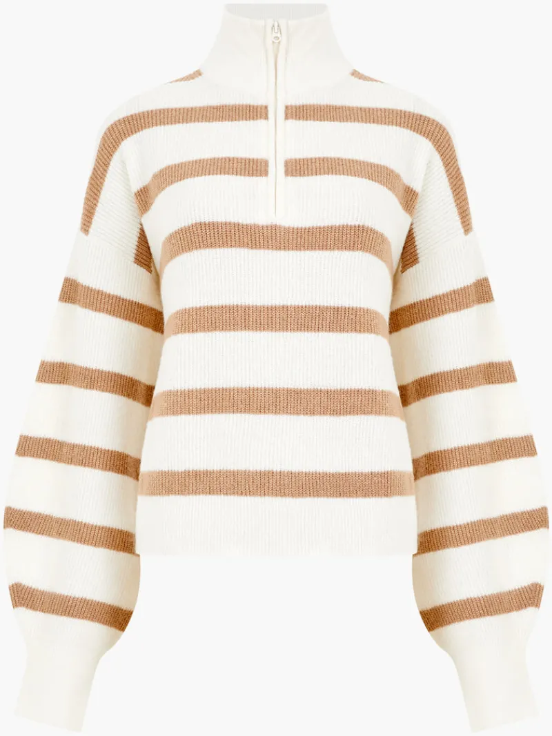 FRENCH CONNECTION Jumpers & Cardigans<Vhari Recycled Knit Half Zip Jumper WinterWhite/Camel