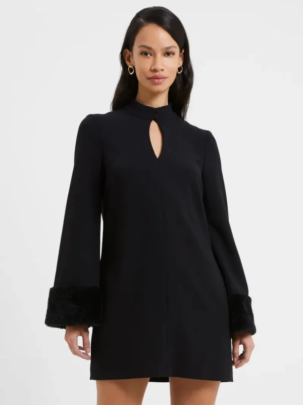FRENCH CONNECTION Party Dresses<Whisper Ruth Faux Fur Trim Mini Dress Blackout