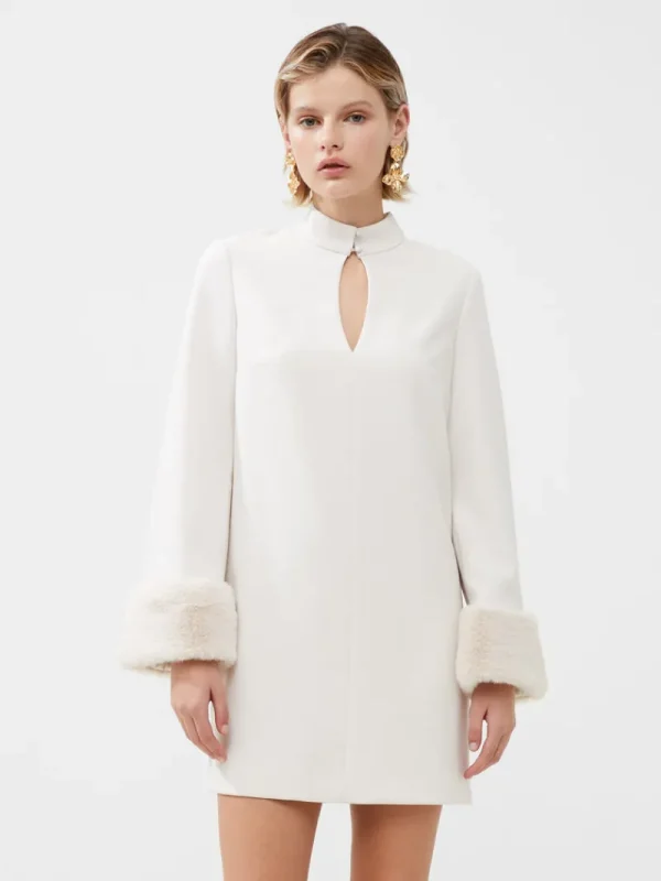 FRENCH CONNECTION Party Dresses | Sale<Whisper Ruth Faux Fur Trim Mini Dress ClassicCream
