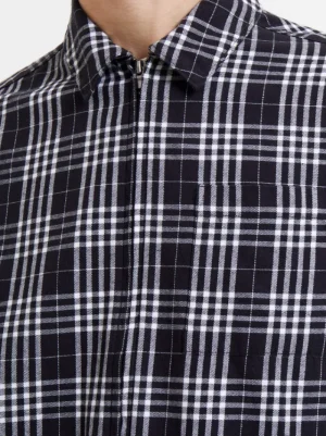 FRENCH CONNECTION Men's Shirts<Zip Through Relaxed Pendine Check Shirt BlackOnyxMulti
